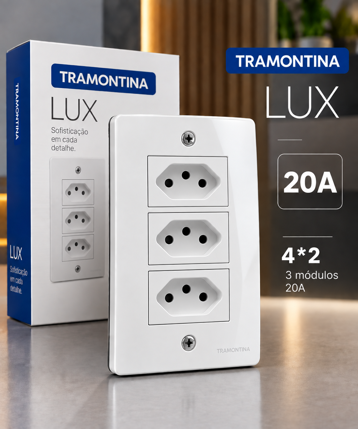 Tomada Tripla 20A Lux