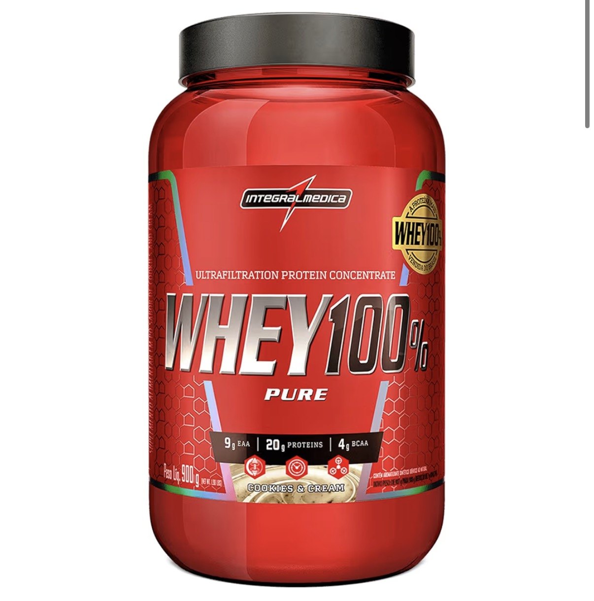 WHEY 100% INTEGRALMEDICA POTE 900G COOKIES & CREAM